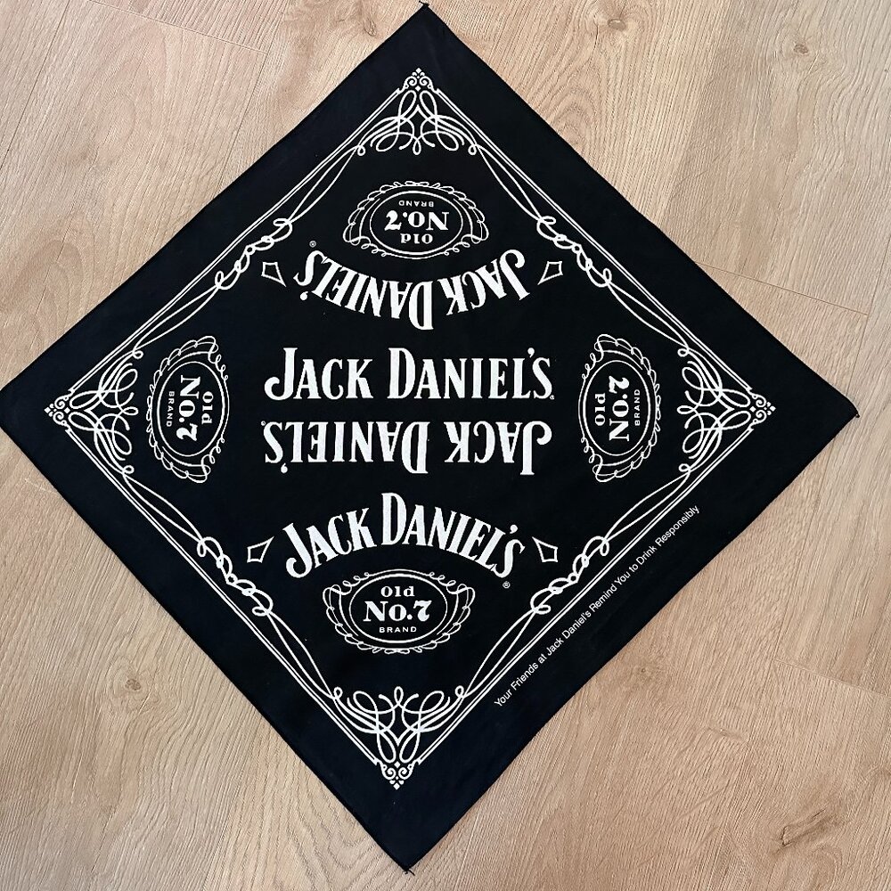 Jack Daniels Unisex Bandana/Scarf - Black/White